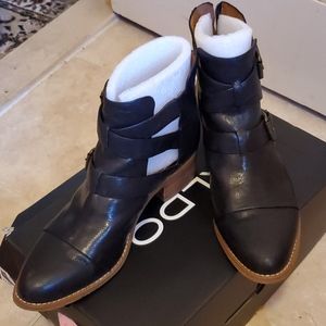 Nine west buckle heel booties